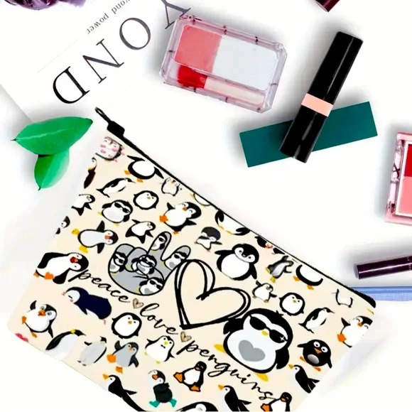 PENGUIN MAKEUP BAGS  NEW CHOICE OF DESIGN  2 SIDED ZIPPER TOP 4 DESIGNS - Picture 8 of 14